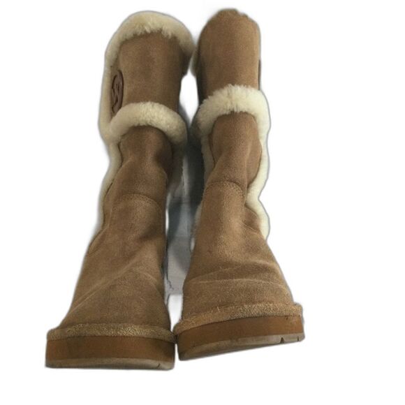 Michael Kors Boots Women’s Size 6 Tan Suede Tall Winter Sheep Fur Lined AK12G - Picture 6 of 9